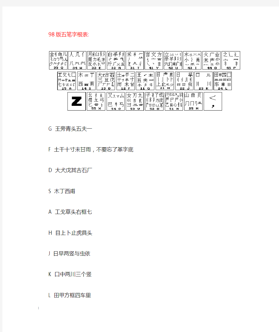 98版五笔拆字规则