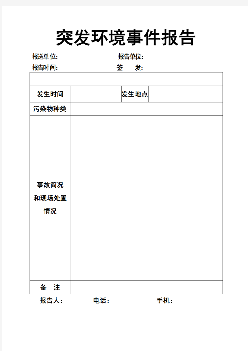 突发事件报告模板