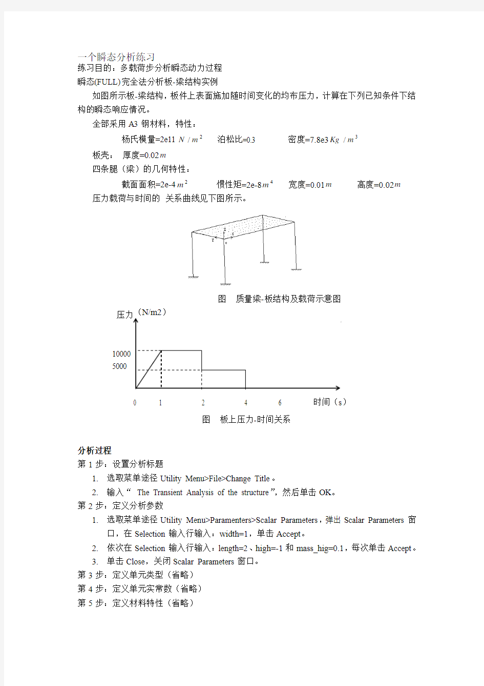 Ansys钢平台-多载荷步动力分析练习