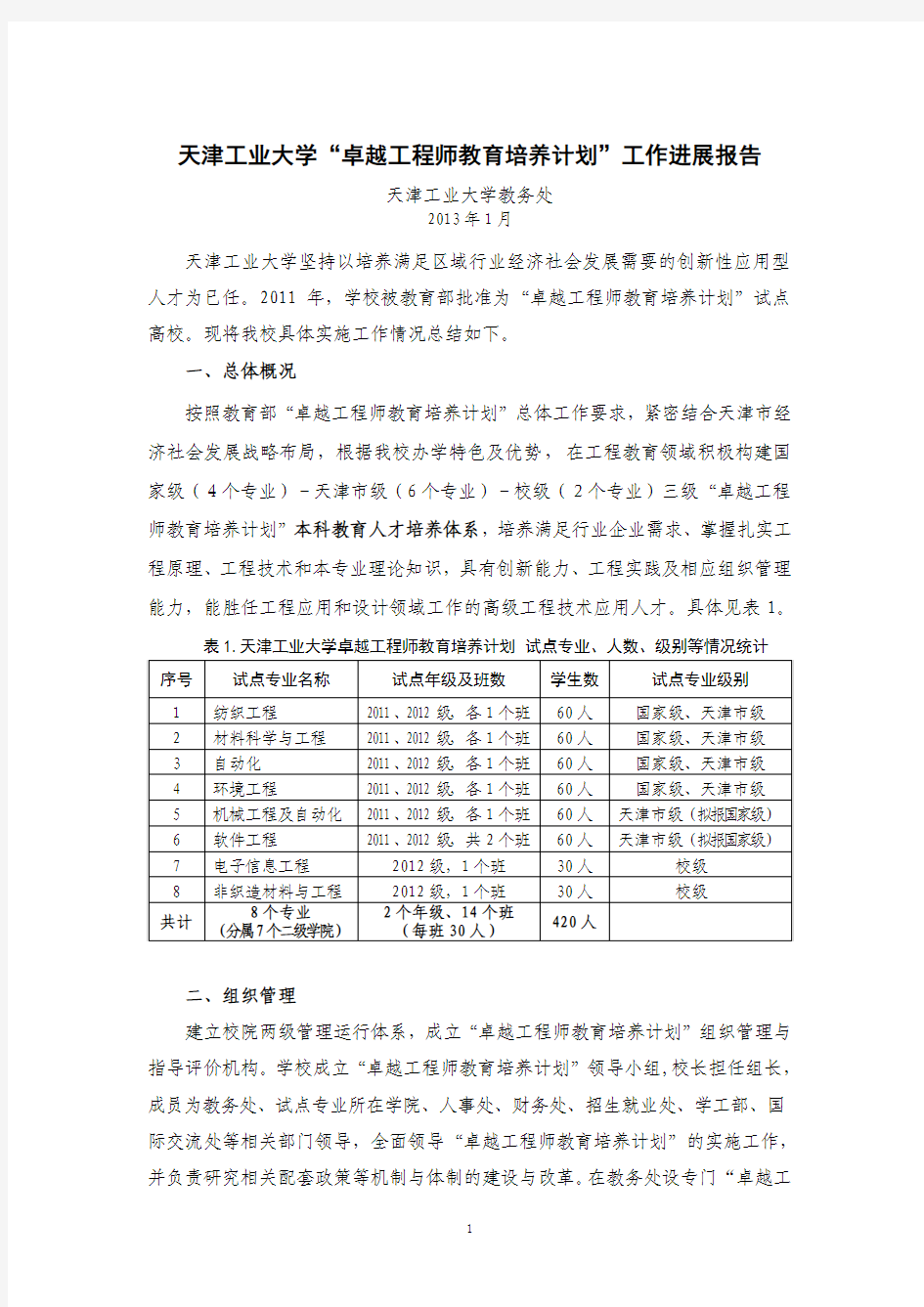 天津工业大学围绕“卓越计划”