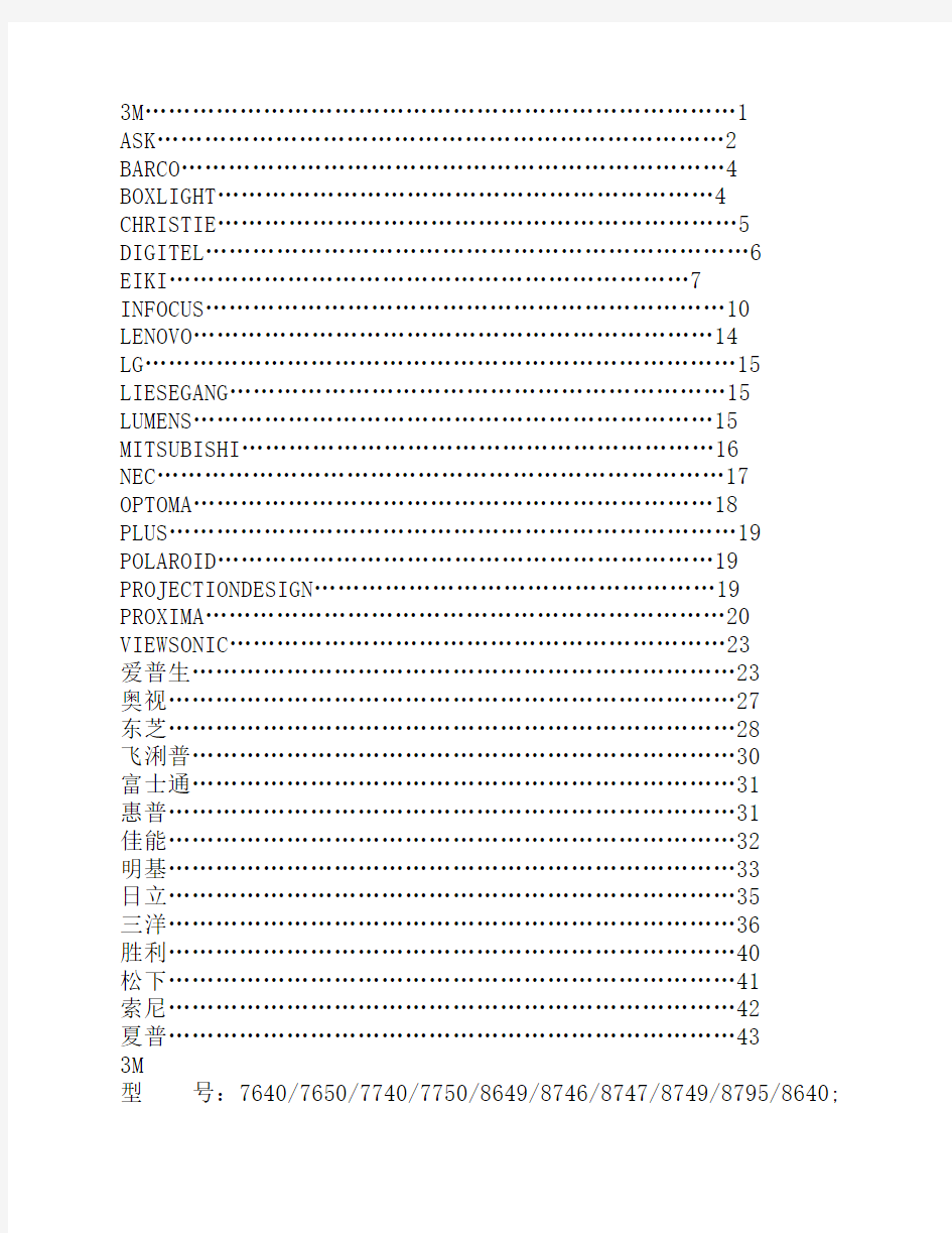 投影机232控制代码大全