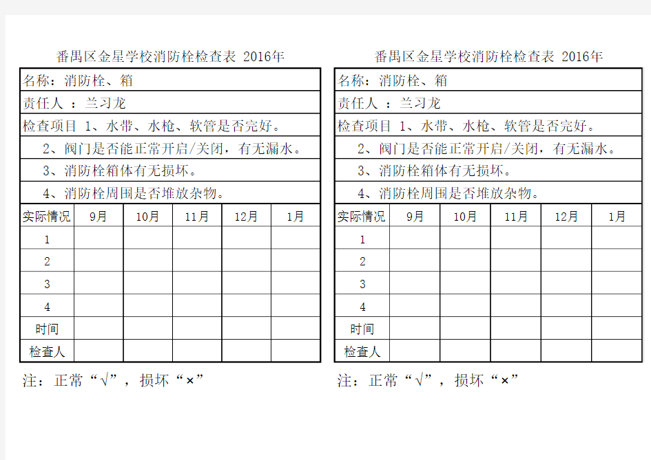 消防箱检查表