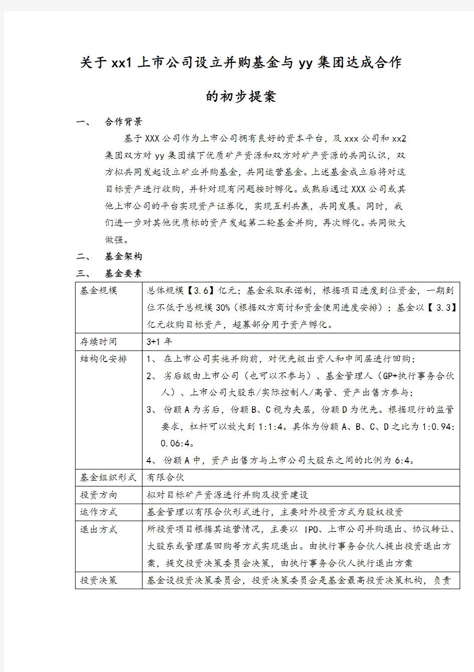 上市公司并购基金方案