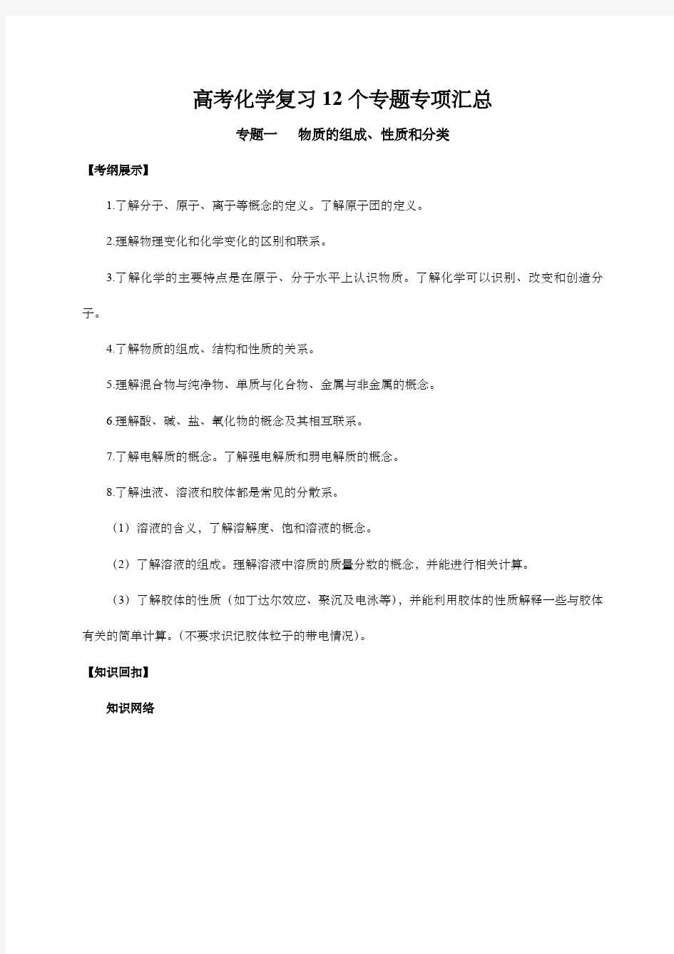 高考化学复习12个专题专项汇总