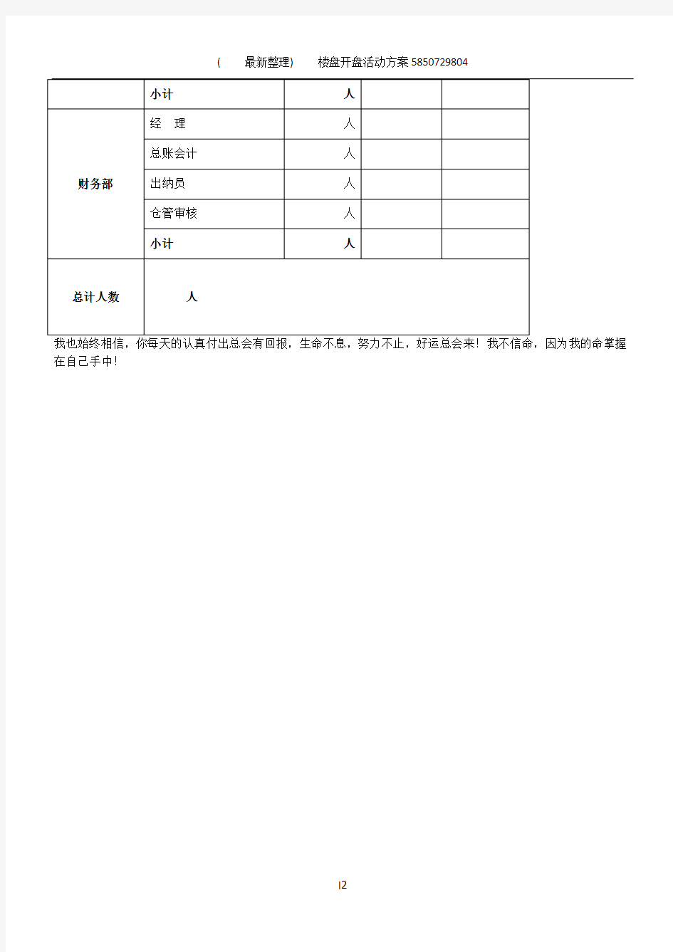 部门岗位人员编制表