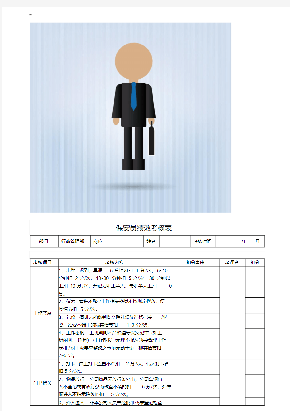 保安人员绩效考核表