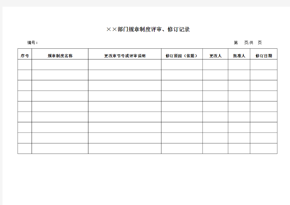 安全生产管理规章制度的修订记录