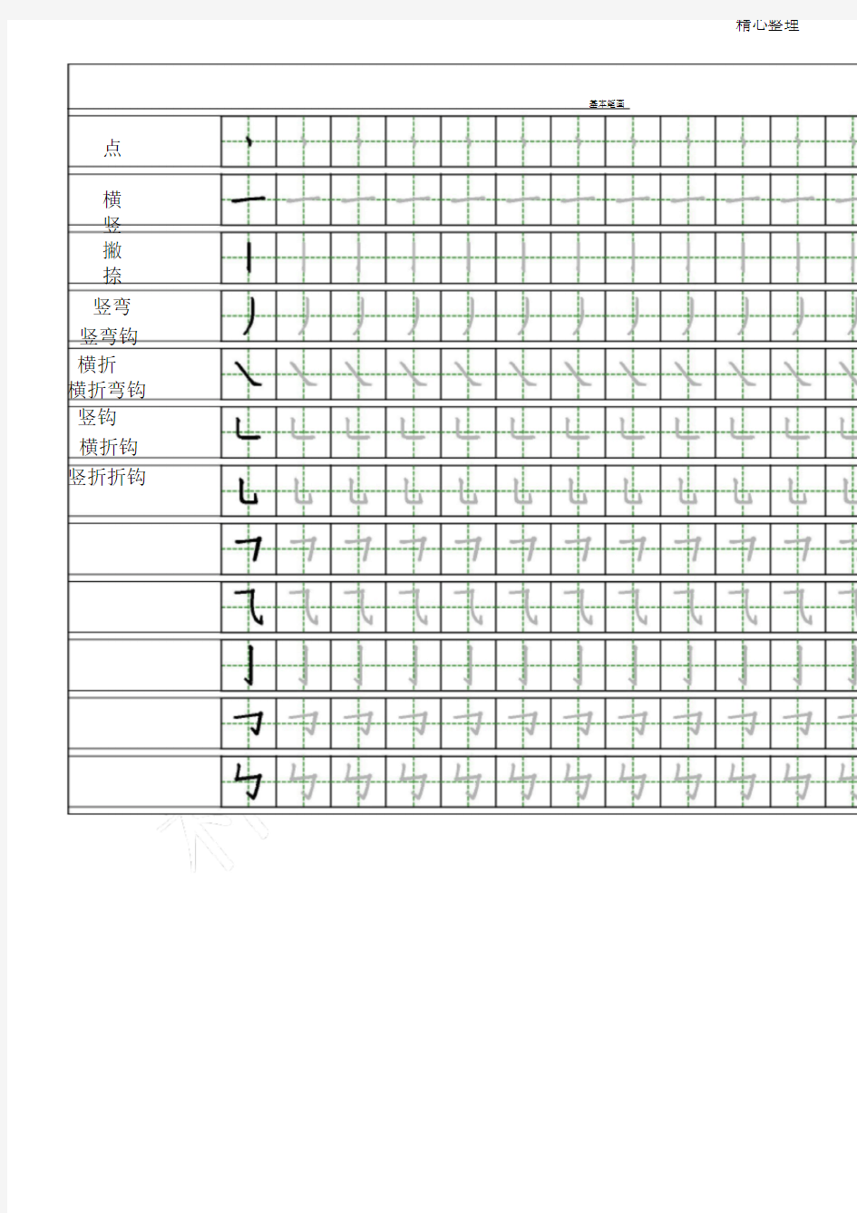 (word完整版)小学一年级汉字基本笔画描红练习.doc