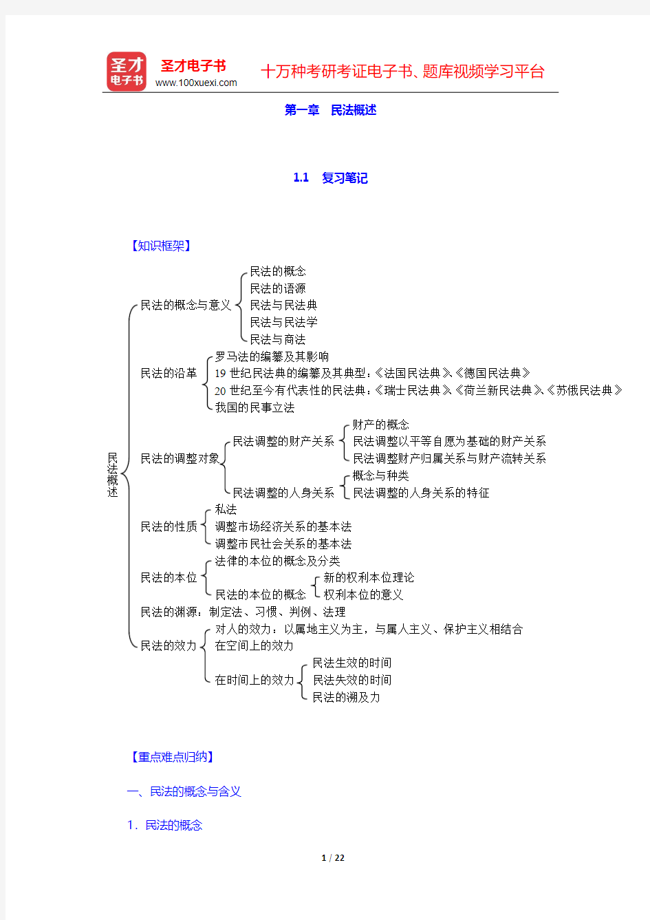 魏振瀛《民法》(第7版)笔记和考研真题详解-第一章 民法概述【圣才出品】