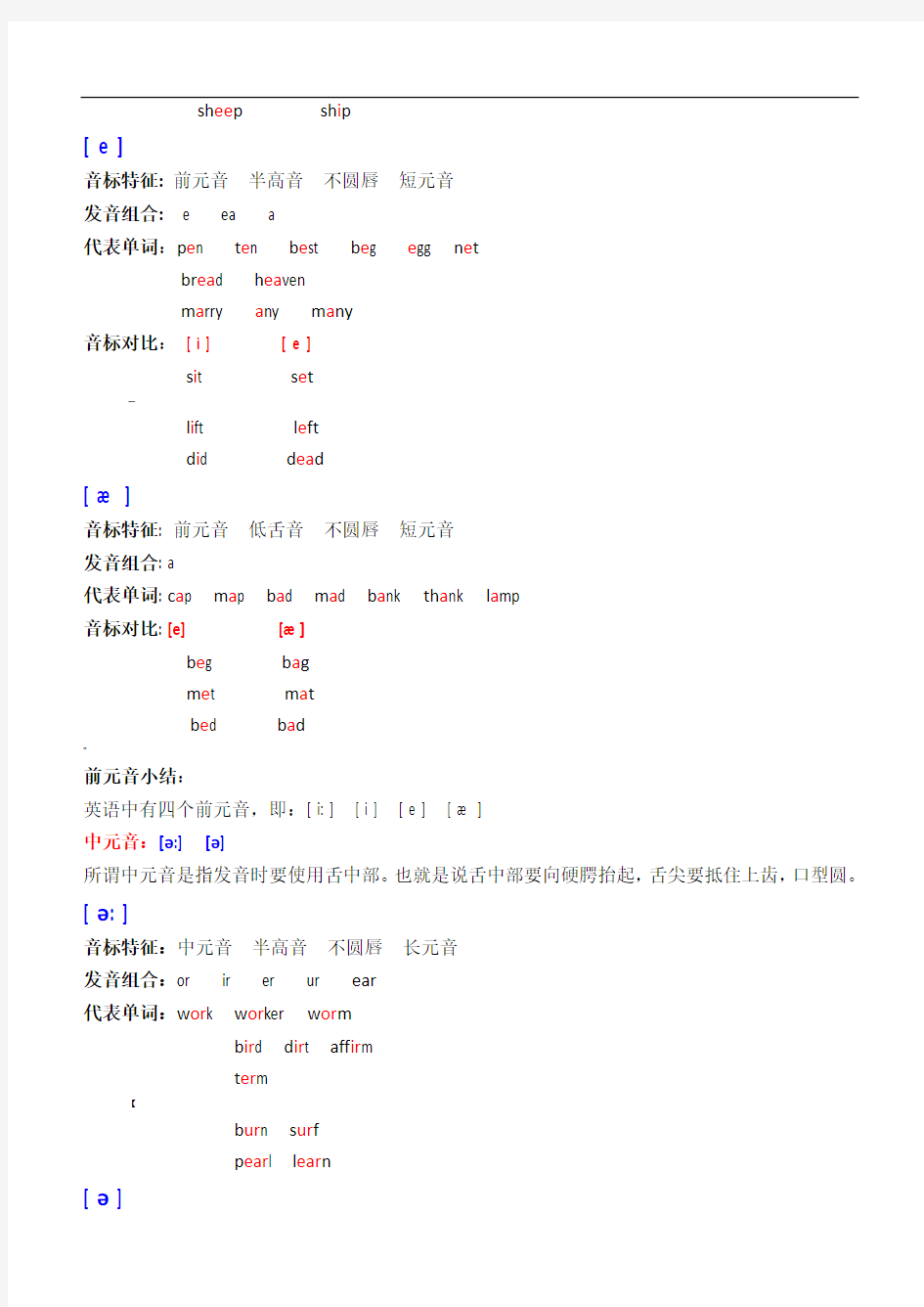 英语音标认读WORD文档校对版