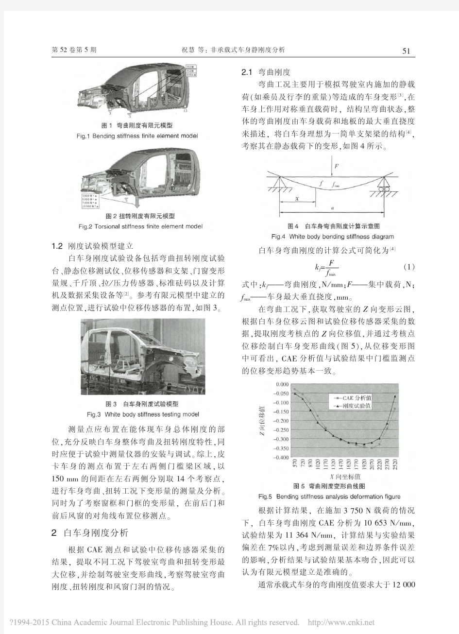 非承载式车身静刚度分析