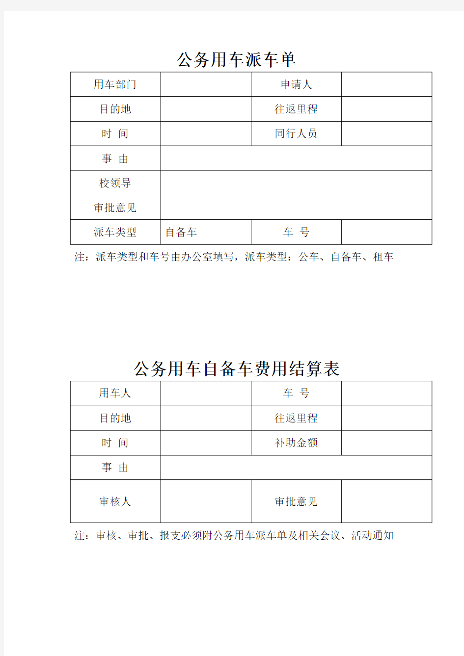 (完整版)公务用车派车单