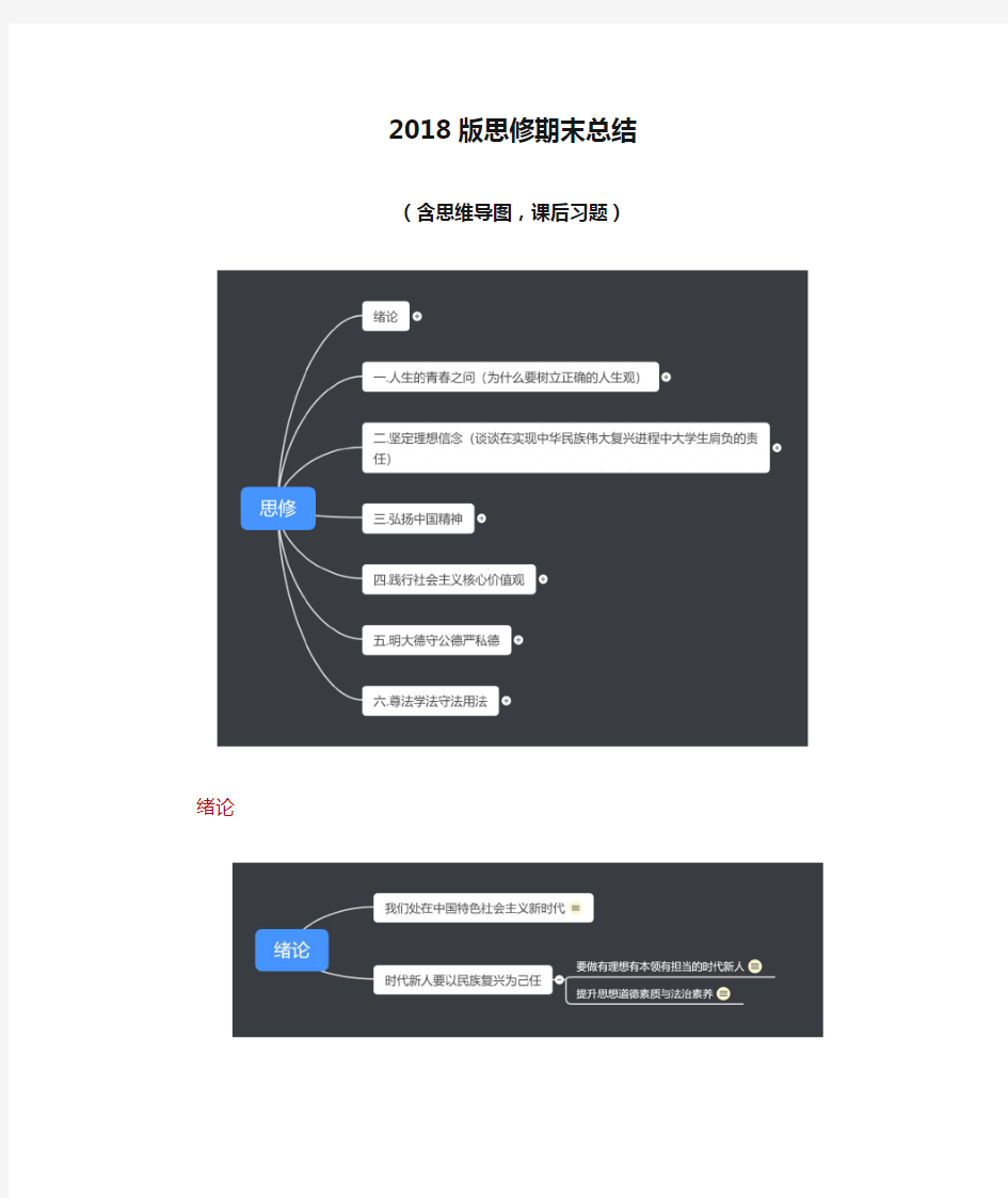 2018版思修期末总结(含思维导图)