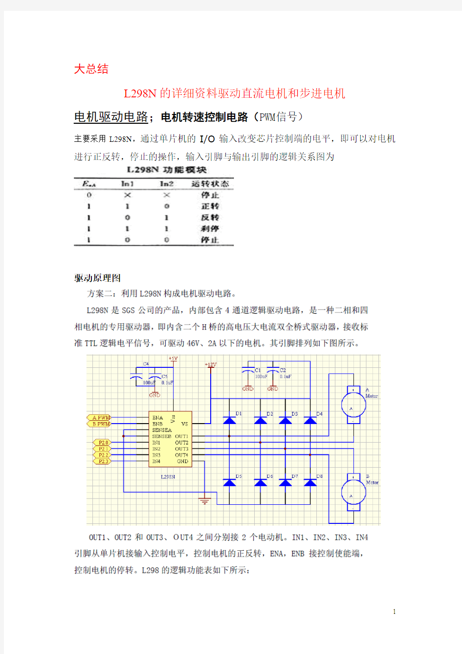 L298N驱动电机的总结