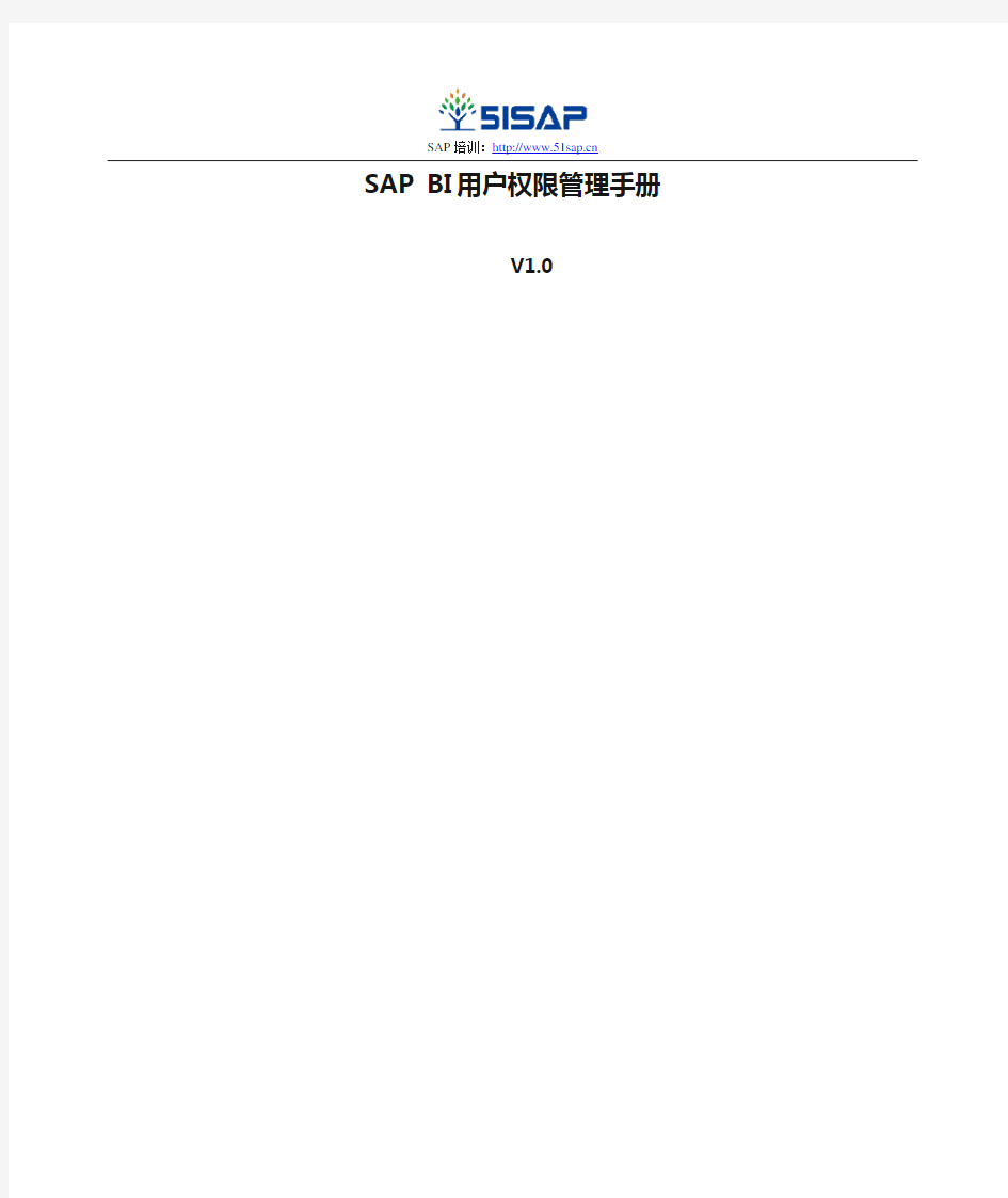SAP BI用户权限管理手册