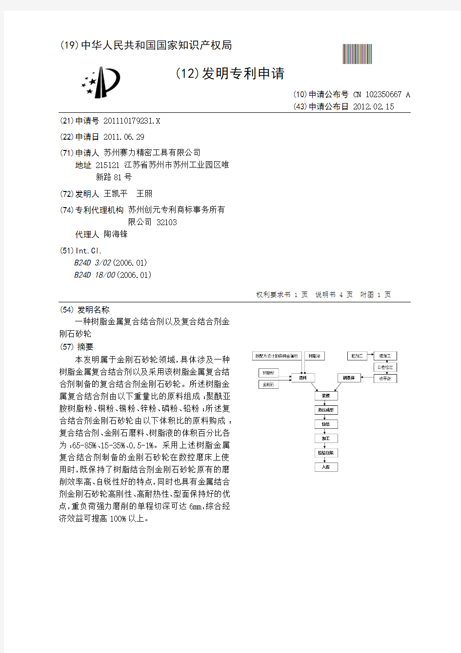 CN201110179231 一种树脂金属复合结合剂以及复合结合剂金刚石砂轮