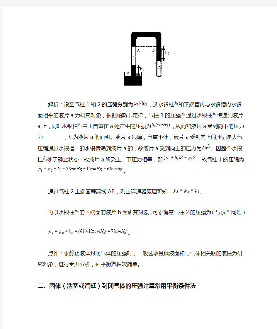 计算气体压强的常用方法