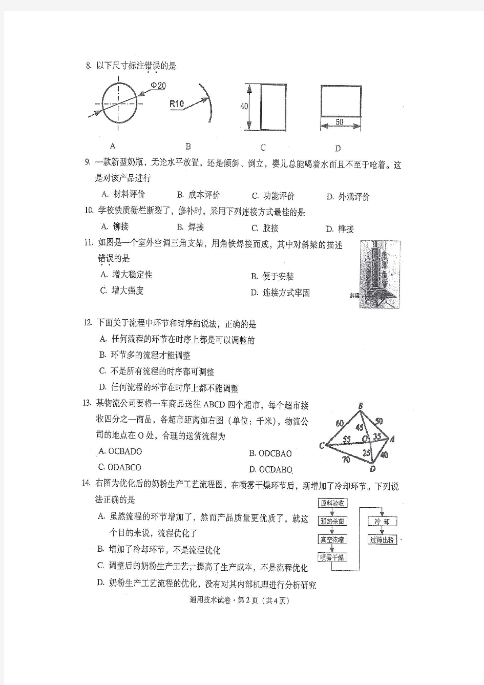 云南省2015年1月普通高中学业水平考试通用技术试题扫描版含答案