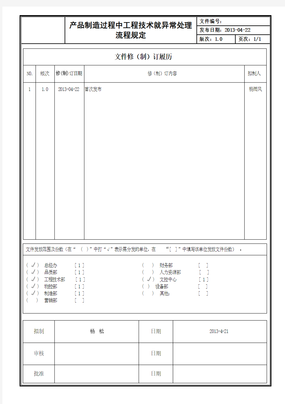 生产过程中异常处理规定