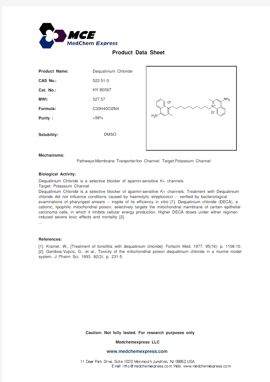 Dequalinium Chloride_522-51-0_DataSheet_MedChemExpress