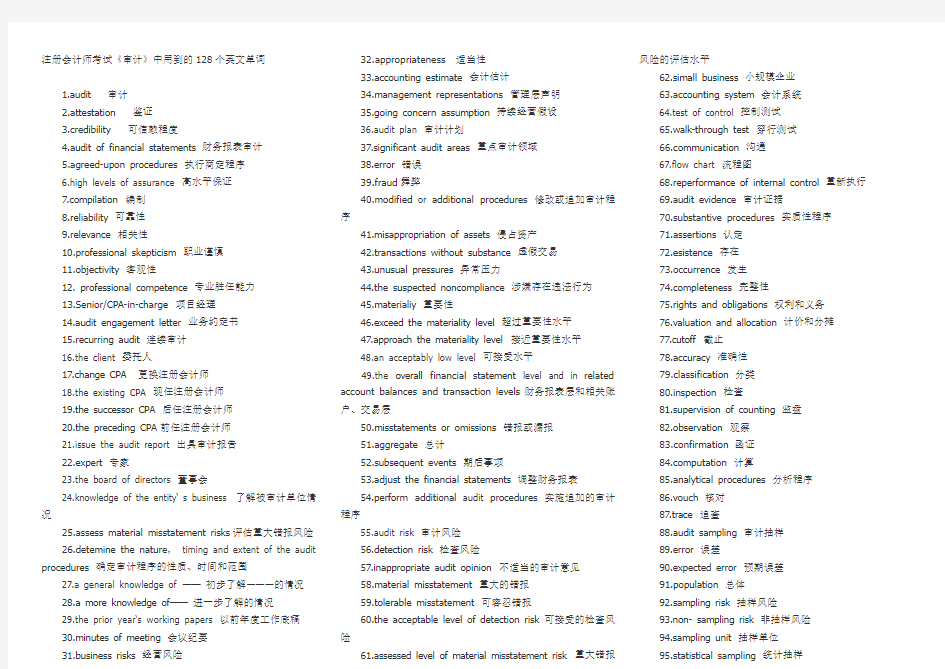 审计英语词汇汇总