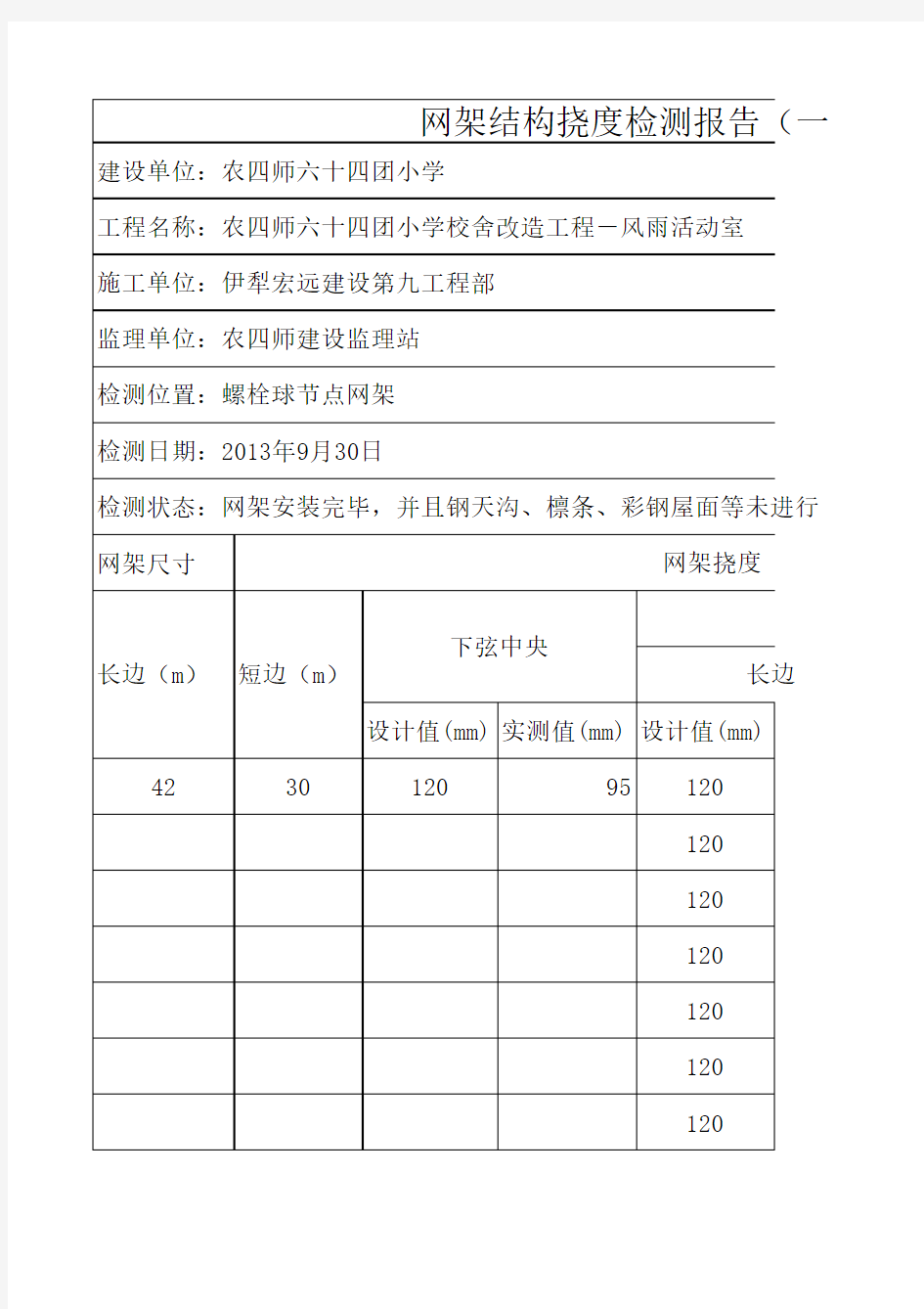 网架挠度检测报告