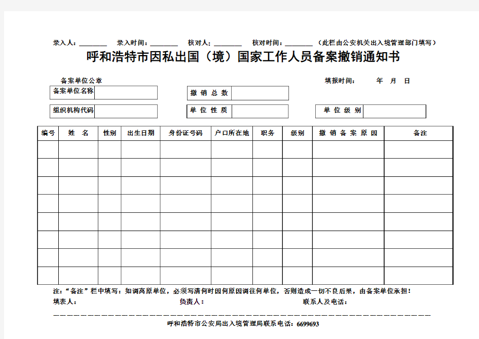 因私出国(境)登记备案国家工作人员信息采集表