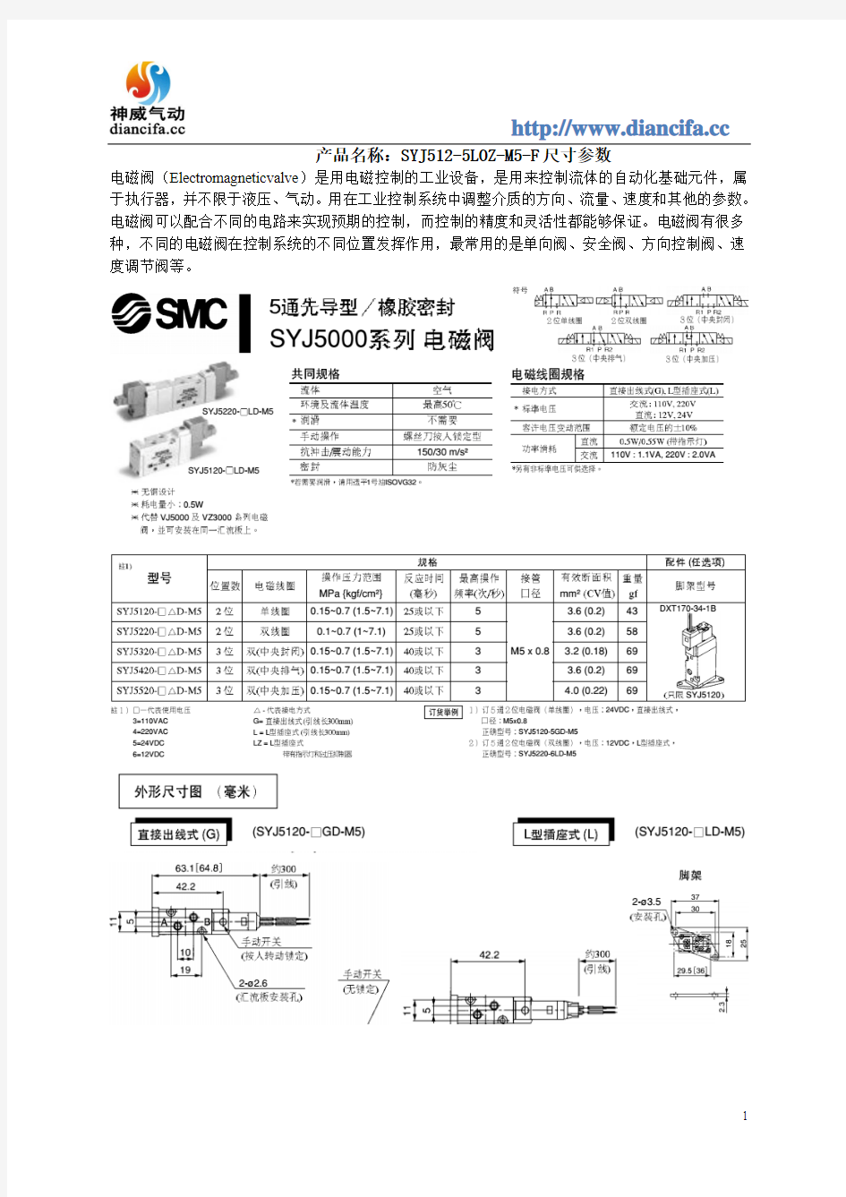 SYJ512-5LOZ-M5-F尺寸参数