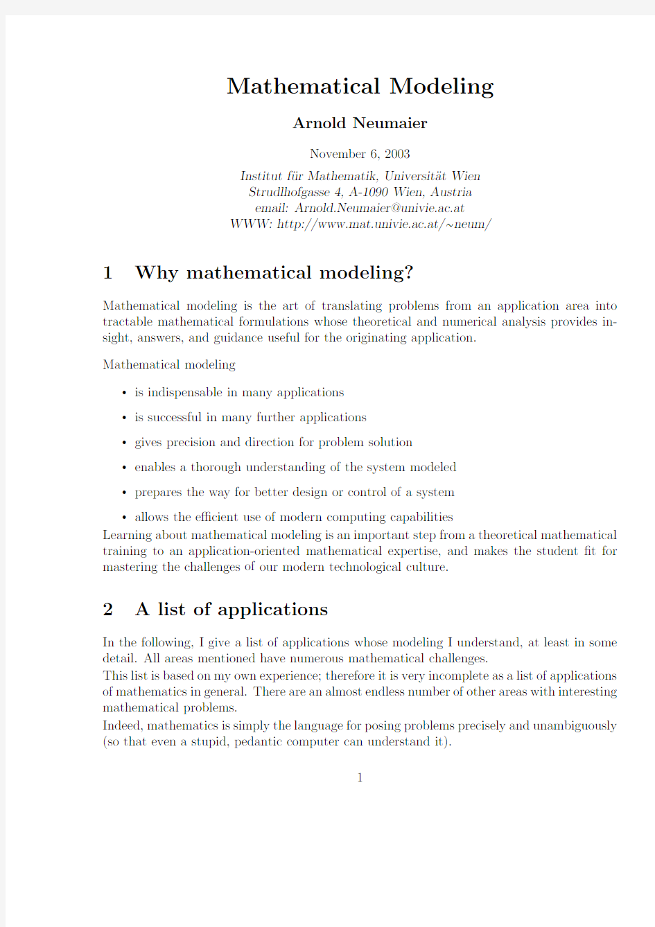 Mathematical Modeling