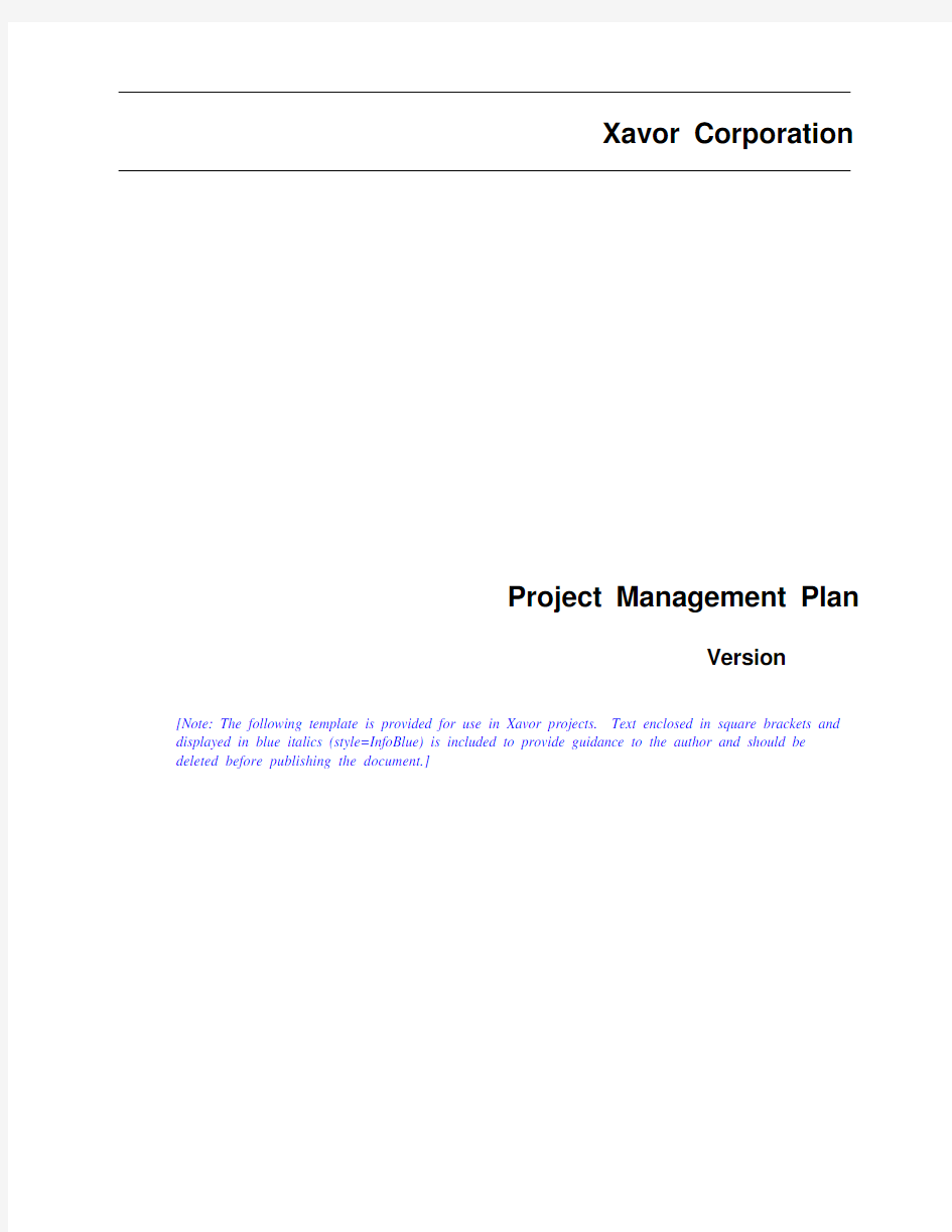 Project Management Plan Template-项目管理计划模板