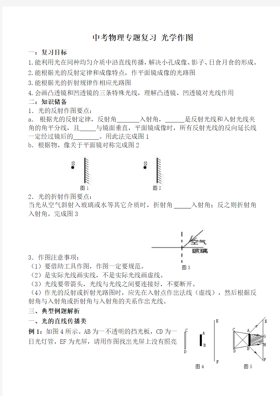 中考物理专题复习 光学作图