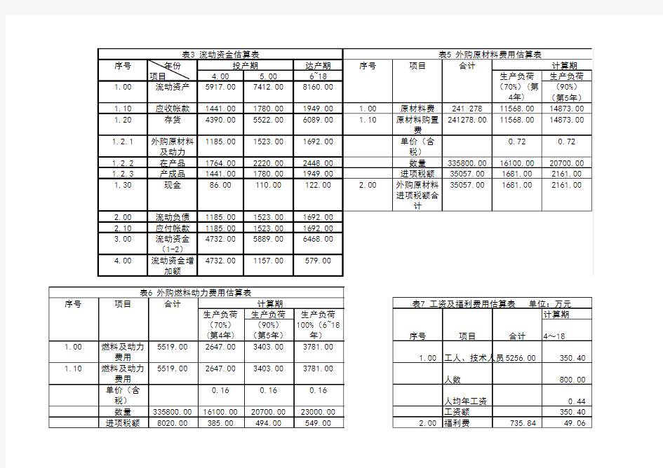 可研报告财务评价案例分析表