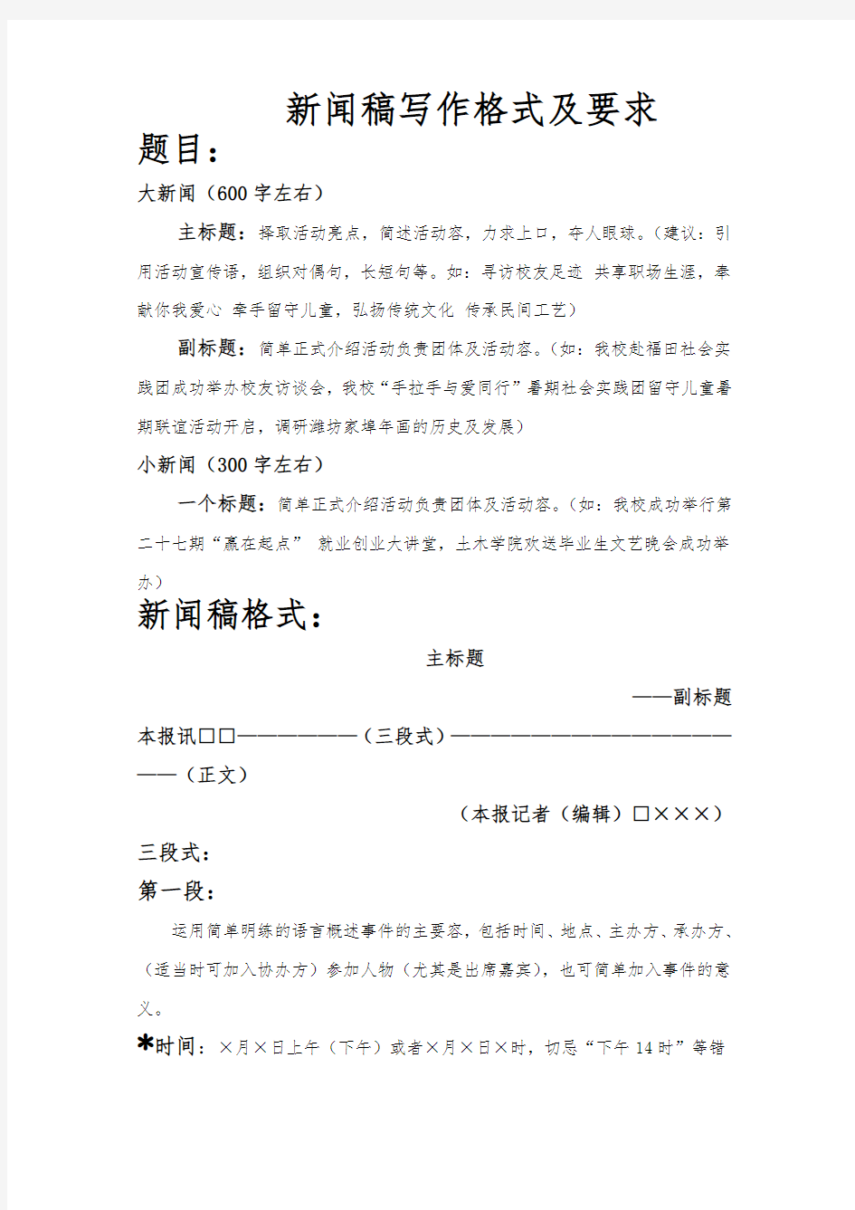 新闻稿格式与要求内容