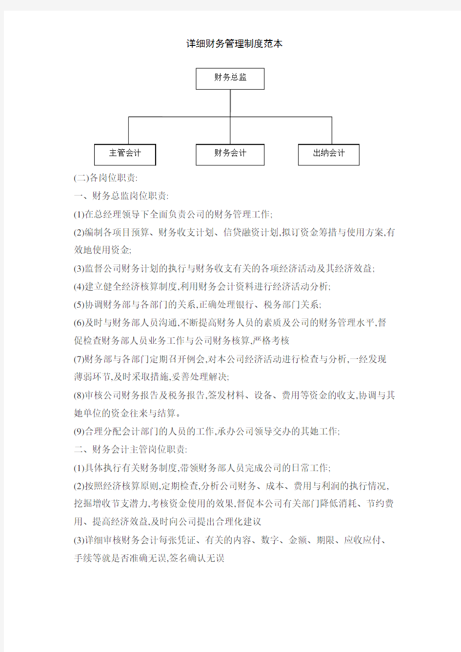 详细财务管理制度范本