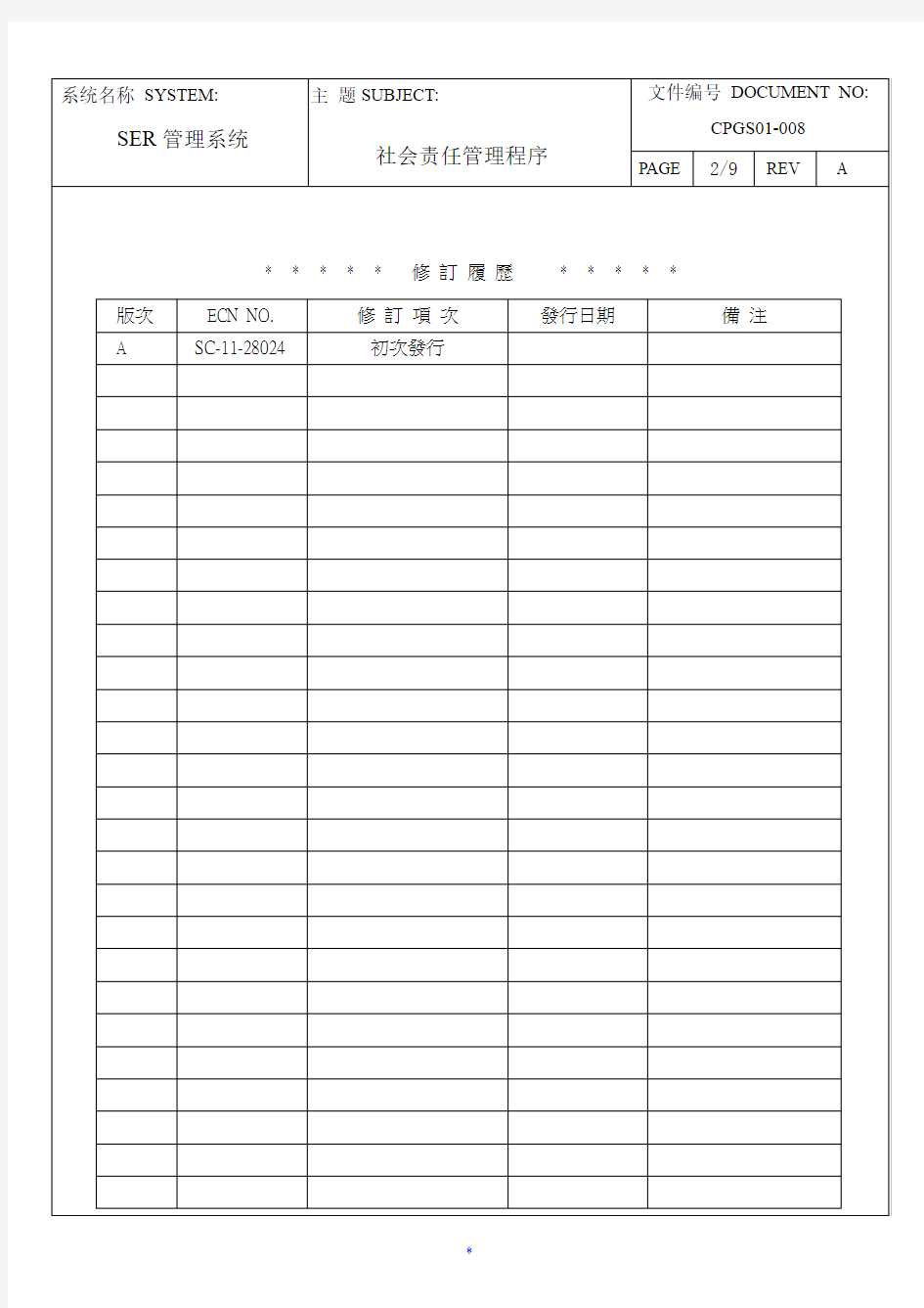 企业、员工、社会责任程序文件