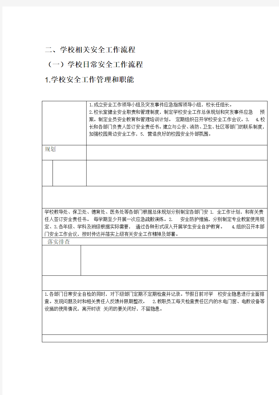 学校日常安全工作流程