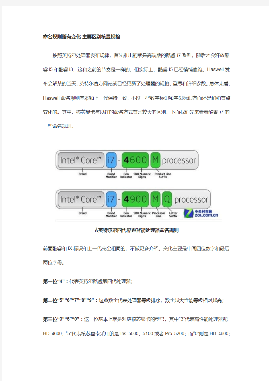 核心显卡规格及变化