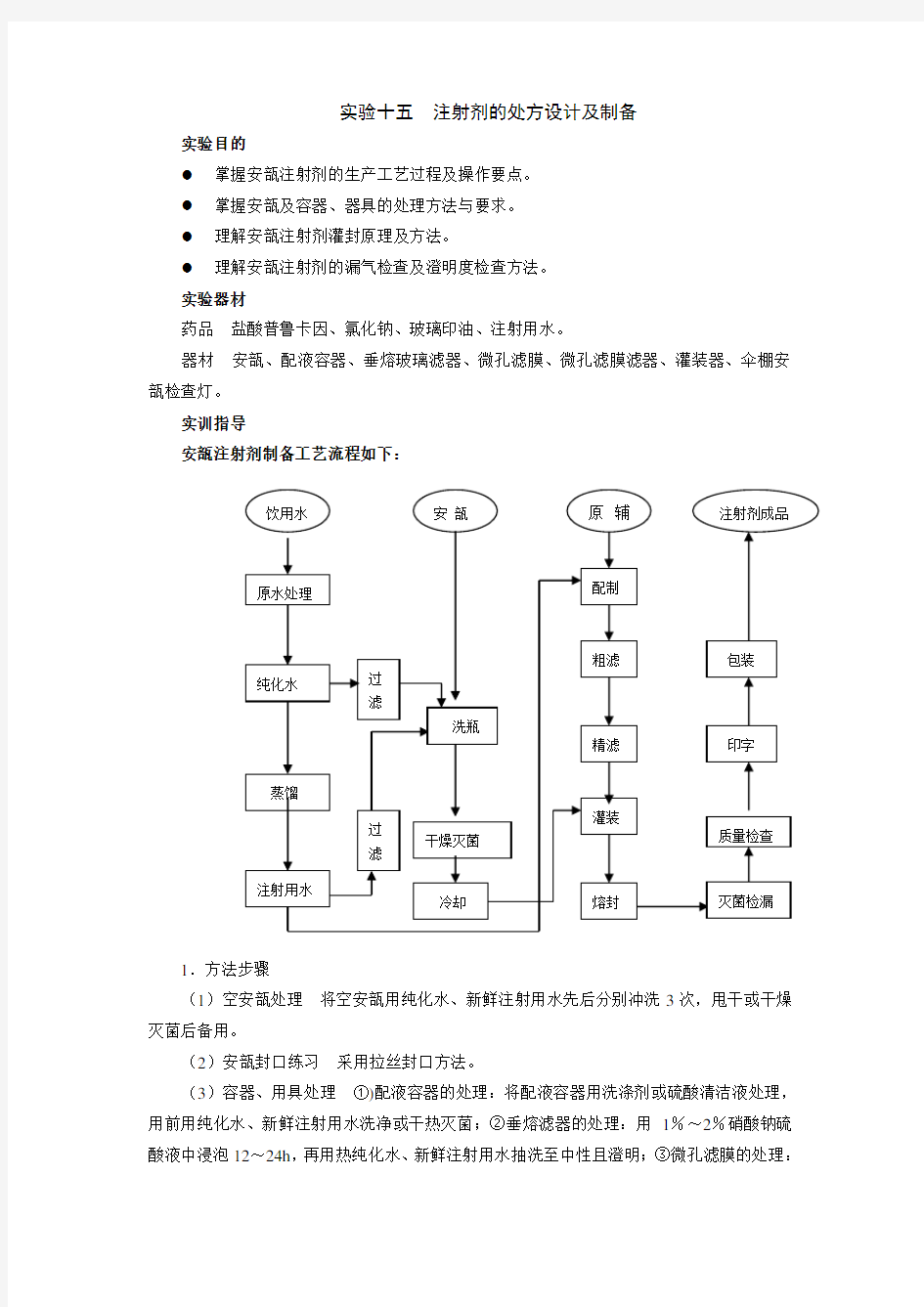 药剂学实验指导——注射剂的处方设计及制备