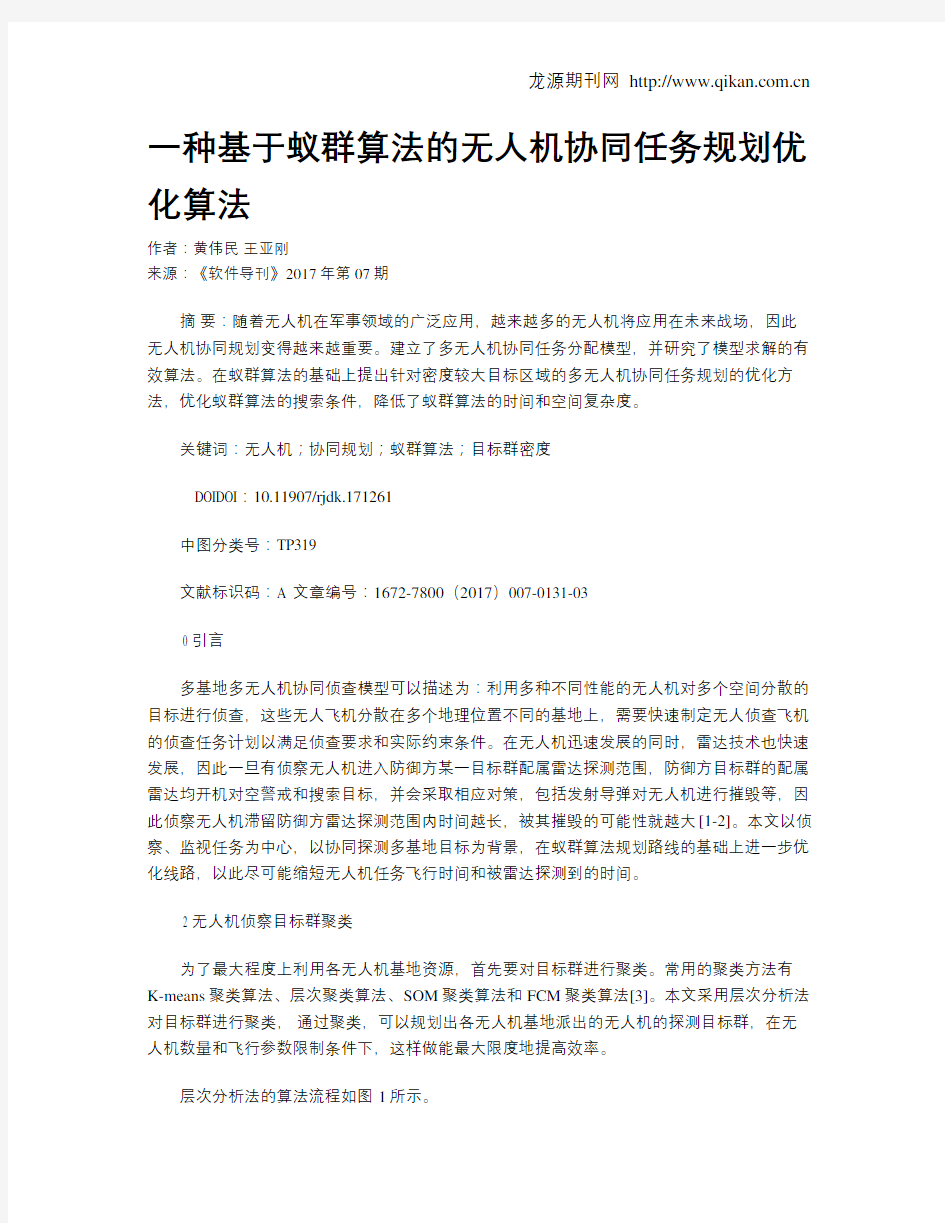 一种基于蚁群算法的无人机协同任务规划优化算法