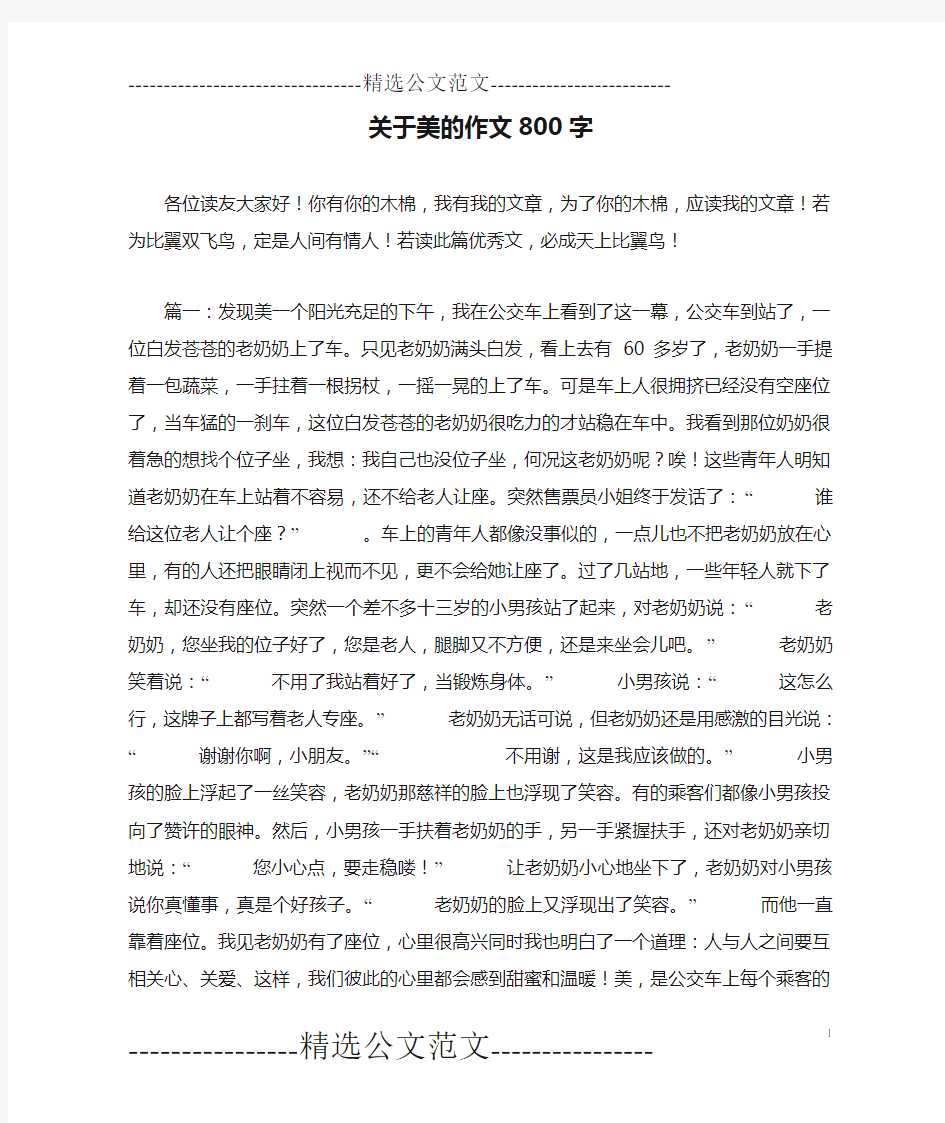 关于美的作文800字