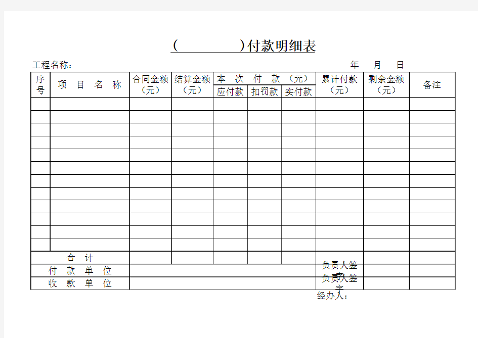 付款明细表