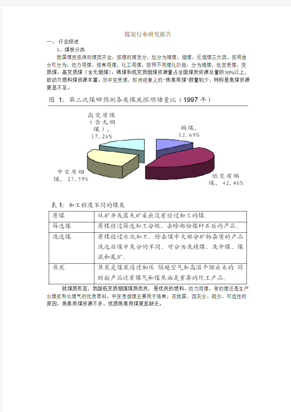 煤炭行业研究报告