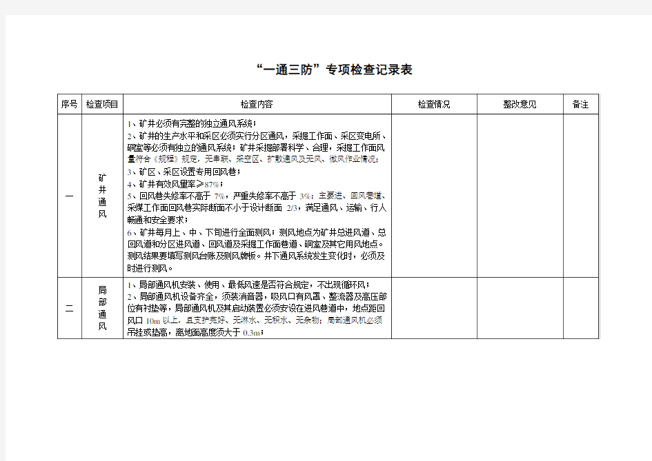 一通三防检查表