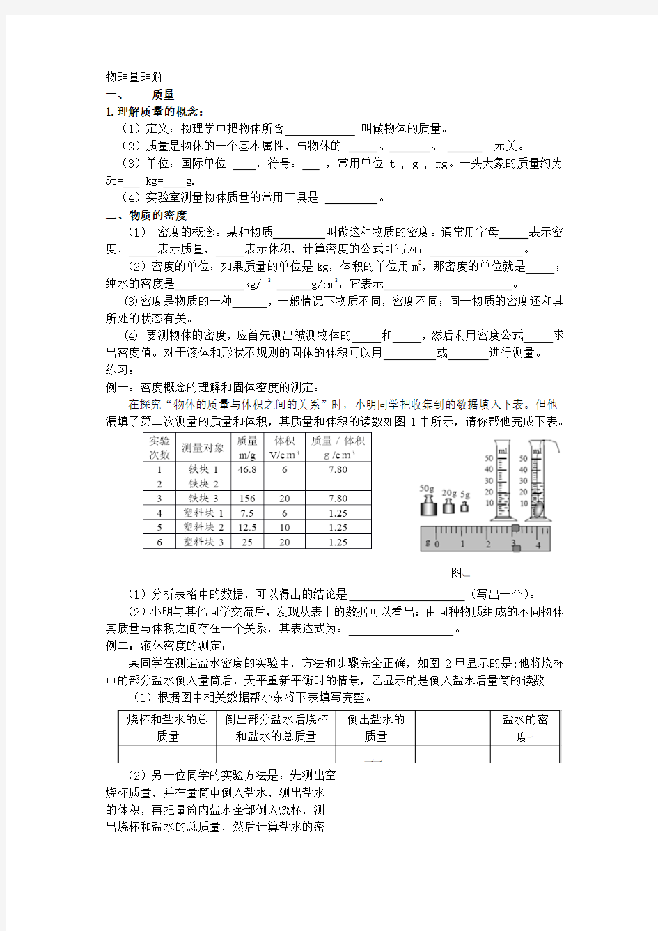 质量密度重力压强复习