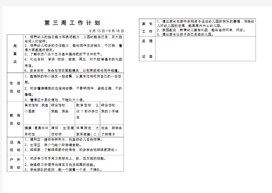 第三周工作计划