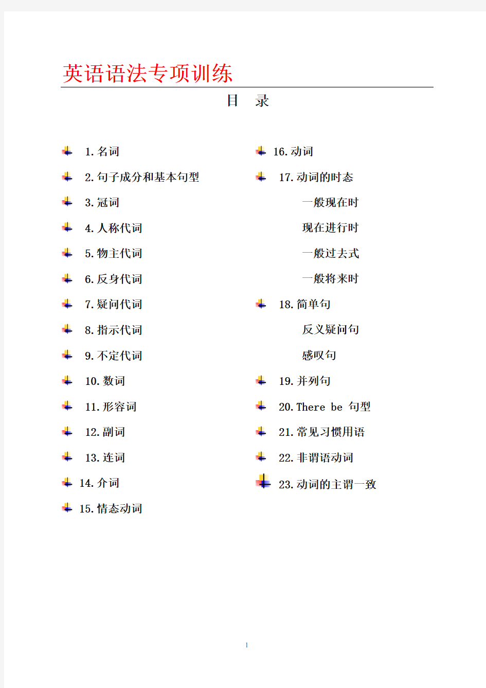 高考英语语法专项训练+内容