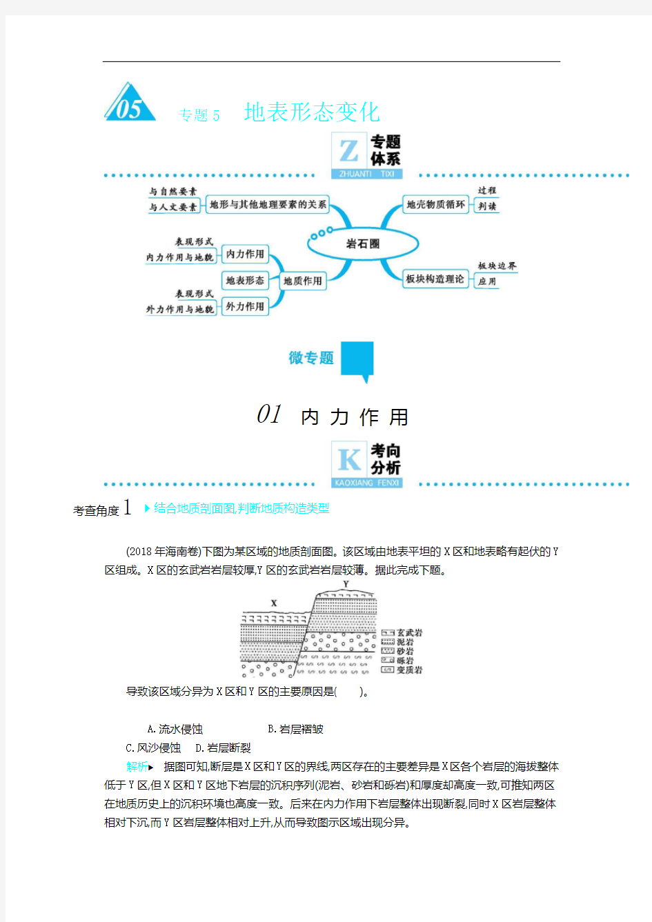 2020年高考地理二轮复习专题5 地表形态变化(含解析)