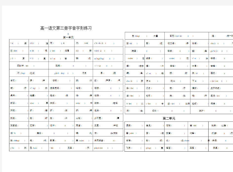 高中语文新人教版必修三字音字形练习题