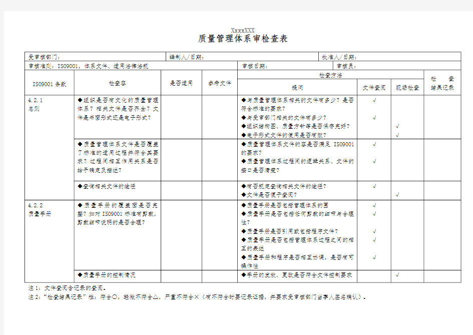 iso9000内审检查表全套(doc34页)