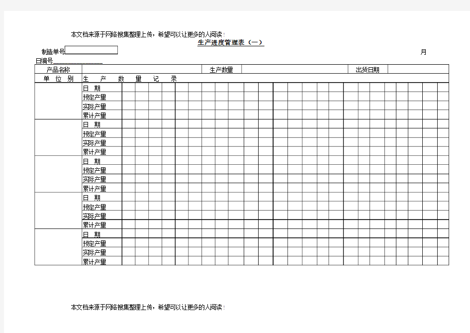 生产进度管理表模板